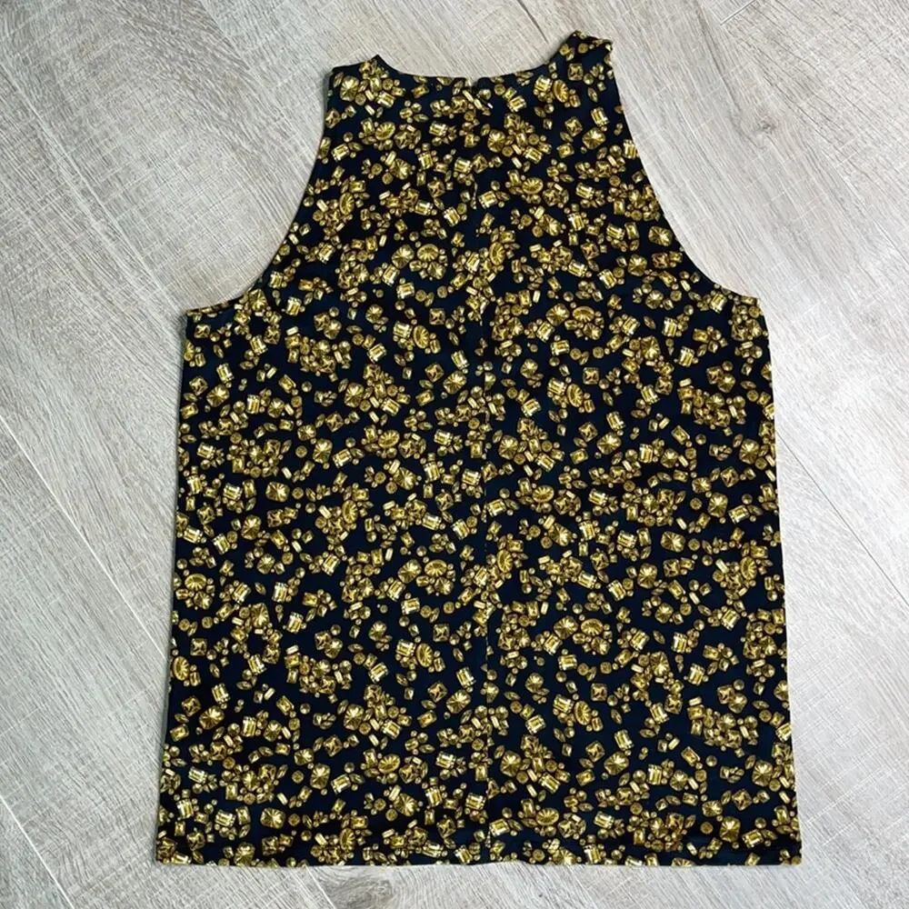 MICHAEL KORS Black Brown Jewel Print Halter Top